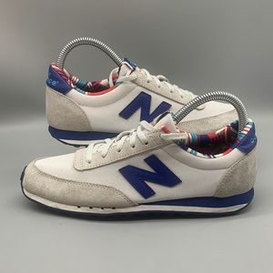 New Balance White and Blue Sneakers